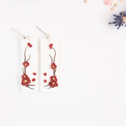 Traditionelle japansk inspirerede øreringe · Rød