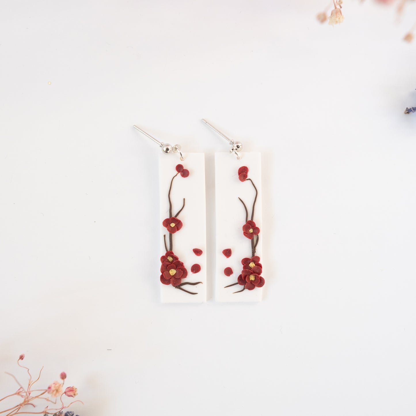 Traditionelle japansk inspirerede øreringe · Rød